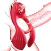 Anillo de pene vibrador, juego para parejas, juguetes sexuales para hombres y mujeres, anillo de pene masculino con funda de silicona, juguete para adultos con herramienta rosa de 3 motores y 7 vibraciones para estimulación dual de clítoris y testículos, placer sensorial 2