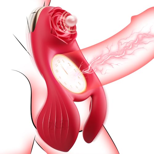 Image of Vibrating Cock Ring Couples Game Sex Toys for Men Women, Male Penis Ring Silicone Sleeve Adult Toys Rose Tool with 3 Motor & 7 Vibrations for Clitoral Testicle Dual Stimulation Sensory Pleasure Toy