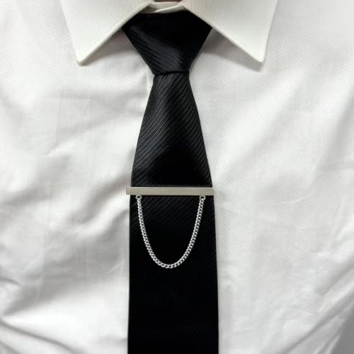 Image of Danny shi Men's Silver Golden Tie Chain Set, Gift Boxed Tie clip | Tie Chain for men wedding Tie clips