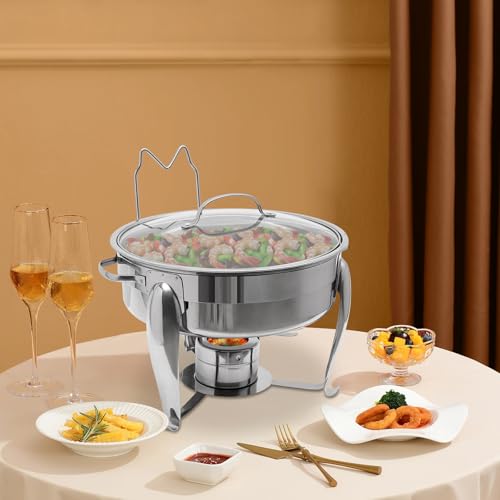 Edelstahl Chafing Dish Buffetwärmer Buffet Server und Wärmer für kommerzielles Catering Buffets Hotels Restaurants Brunch Silber 28 * 28.5CM – Bild 4