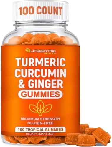 Turmeric Gummies for Adults and Kids | Max Strength Turmeric and Ginger Supplement | Vegan Organic Natural Turmeric Curcumin Gummies for Overall Health | Best Curcumin Supplement with Ginger