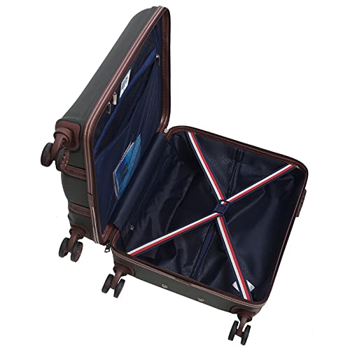 Image of TOMMY HILFIGER Cabin Hard Luggage Graphite X - Olive | Carry-On Trolley Bag with TSA Lock | 360 Spinner Double Wheels | Telescopic Handle | PC Shell Suitcase | 55cm | 47.3L Capacity
