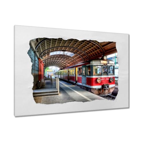 Toile imprimée train vintage 90x60 cm : apportez une touche d'évasion à votre salon
