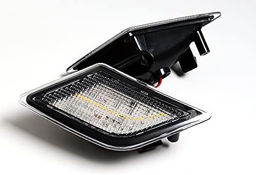 EPARTS Full LED Front Bumper Fender Side Marker Light Turn Signal Lamp Assembly Replacement Compatible With 2008-2011 Mercedes Benz W204 C-Class C300 / C350 / C63AMG (Clear Lens/Amber LED)