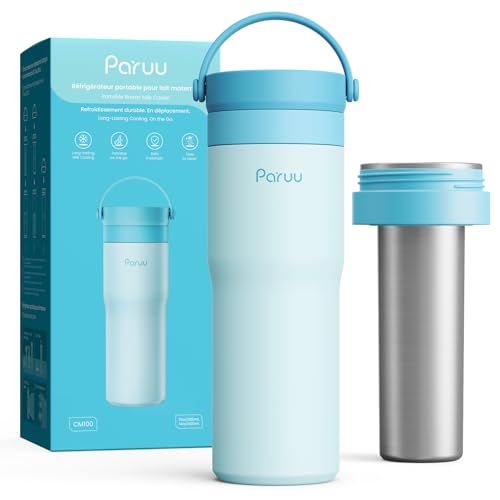 Paruu Portable Breast Milk Cooler 304 Stainless Steel Breastmilk Chiller for 1423H Cooling 10-24oz Breastmilk Storage Container for Travel Outdoor New Moms Breastfeeding Essentials Blue