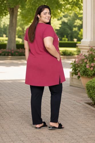 Image of In Love Women's Printed Cotton Plus Size Longline T-Shirt with Pockets | Cotton fabric - soft longline T-shirt with easy plus-size fit