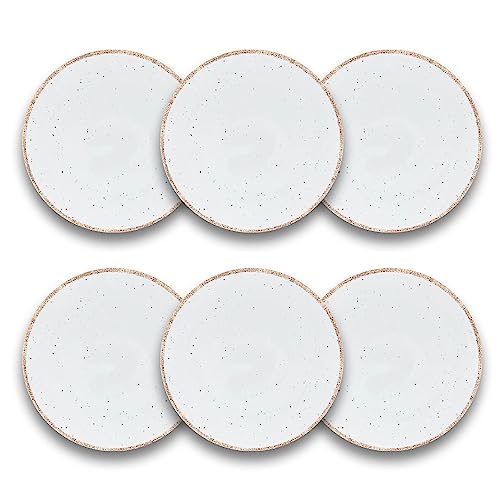 ARCA, Servizio di Piatti, Set di 6 Piatti Dessert, Realizzati in Melamina, Set per la Tavola, Colore Bianco, Collezione Tierra, 22x2 cm