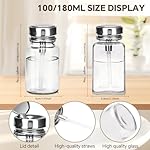 2 Pcs Clear Pump Dispenser Bottles (180ml/6Oz + 100ml), Glass Push Down Liquid Dispenser with Metal Flip Cover, Refillable Press Container for Nail Polish Remover, Makeup Remover & Lotion - Image 2