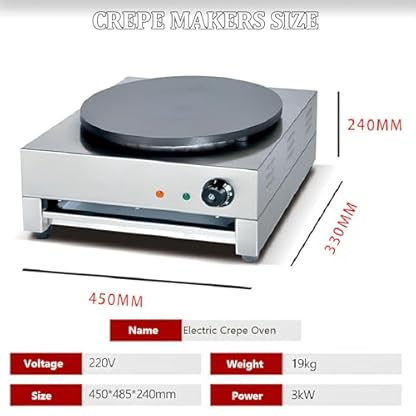 KJHYYPP Elektrischer Pfannkuchenbereiter – Französischer Crêpes-Maker, große 40 cm große, antihaftbeschichtete Kochplatte, einstellbare Temperaturregelung – Bild 5