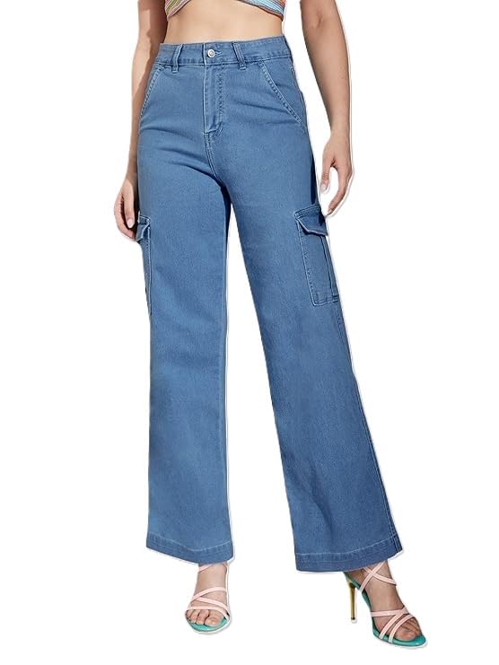 adbucks Cargo Style Jeans Pant for Women Plus Size (26 to 42) in 7 Colors Available || Wide Leg Jeans Women || Stone-picture-36