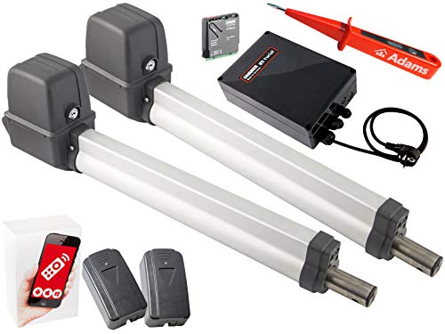 Sommer Twist 200E Drehtorantrieb 2-flüglig + 1 Stück WLAN GATE Modul für Smartphone App + Lichtschranken 7020 Set 4in1A + ADAMS Stromprüfer