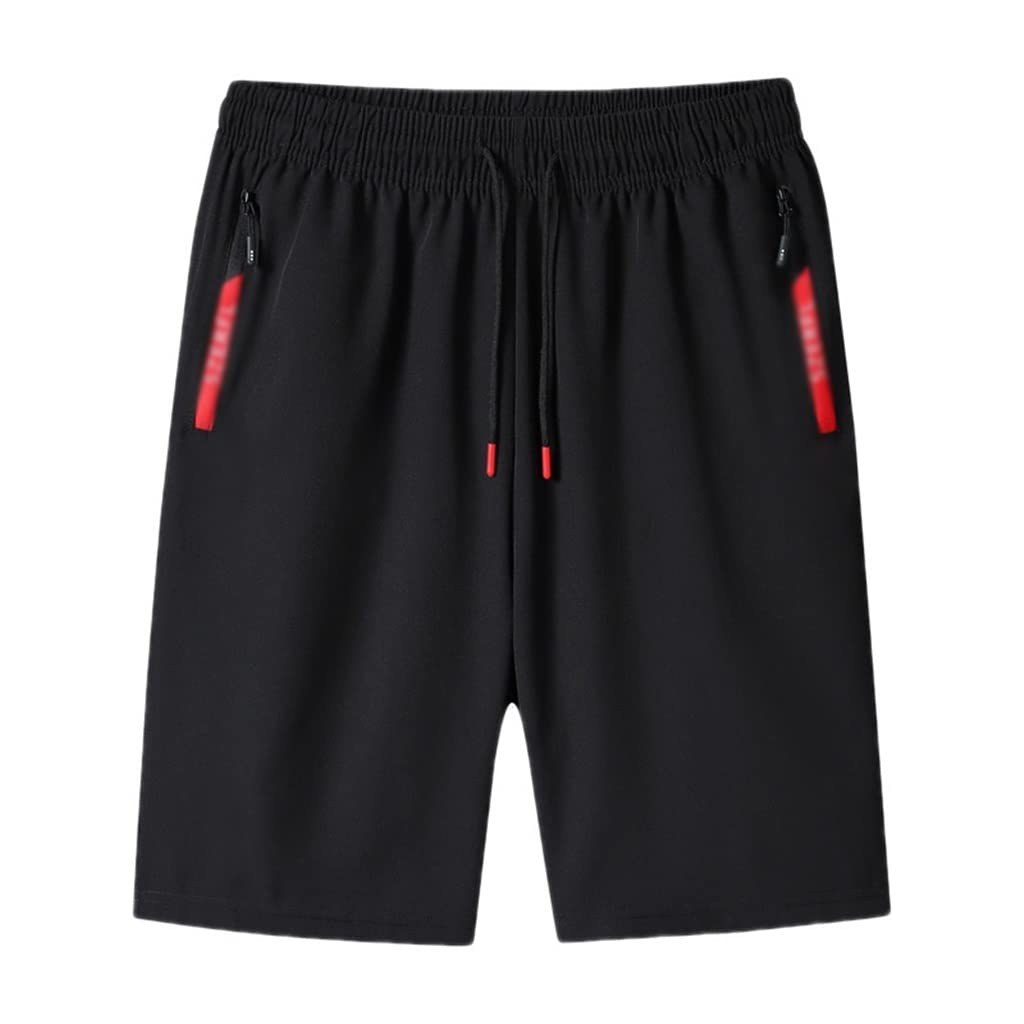 HBJWOV Casual Shorts for Mens Comfortable and Cool Straight Drape Sports Black Loose Stretch Shorts