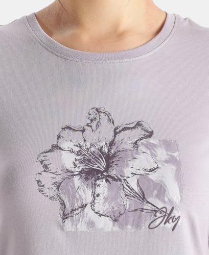 Image of Jockey IW31 Women Micro Modal Fiber Elastane Stretch Relaxed Fit Graphic Print Round Neck Half Sleeve T-Shirt with Curved Hem Styling (Prints May Vary)