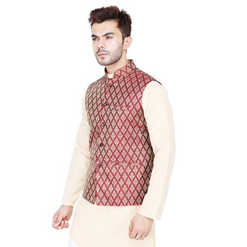 Image of Badoliya & Sons Men's Brocade Zari Nehru Jacket /Waist Coat
