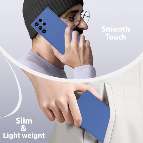 Image of LIRAMARK Liquid Silicone Soft Back Cover Case for Samsung Galaxy S22 Ultra (Midnight Blue)