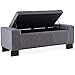 BELLEZE 50 Inch Storage Ottoman Bench, Upholstered Tufted Linen Fabric, Foam Padded Large Rectangular Footrest, Living Room Furniture - Arlington (Gray)