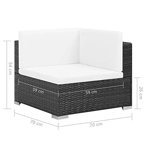 BJYX Gartenlounge Gartenmöbel Sofa Set Sitzgruppe Lounge Sitzgarnitur 23-TLG. Poly Rattan Schwarz – Bild 4