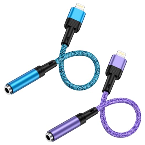 2 Pack [Apple MFi Certified] iPhone Headphones Adapter,Lightning to 3.5 mm Headphone Jack Adapter iPhone Aux Audio Dongle Cable Converter Compatible with iPhone 14 13 12 11 Pro XR XS Max X 8 7 6s Plus