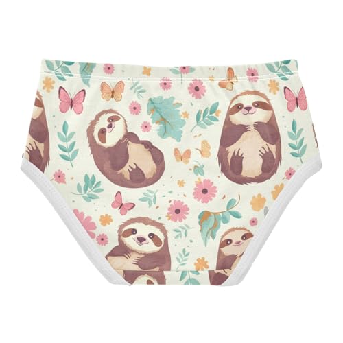 Wusikd Cute Sloth Butterflies Girls' Underwear Cotton Flowers Girls Briefs Soft Toddler Underwear 2T2