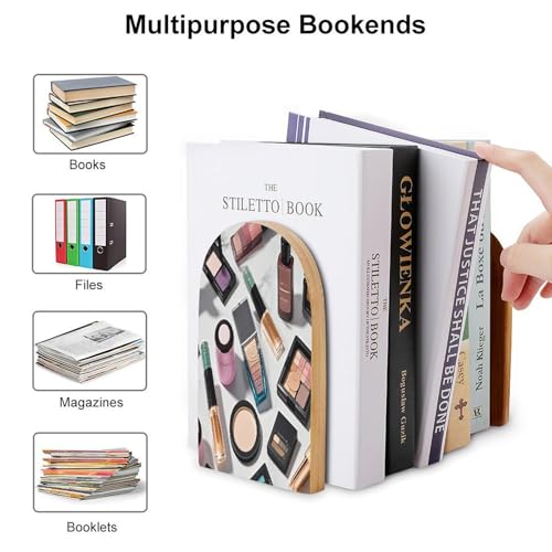 Sujetalibros de madera moderno universal con estampado decorativo de cosméticos 4