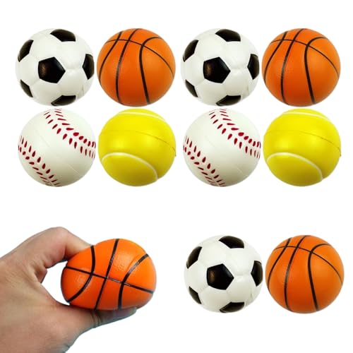 10 stycken antistressboll, anti-stressbollar, stressboll, mini-sportbollar, stressminskning för barn och vuxna, klämboll, antistressbollar (mini fotboll, basket, baseball, tenni) lindra stress
