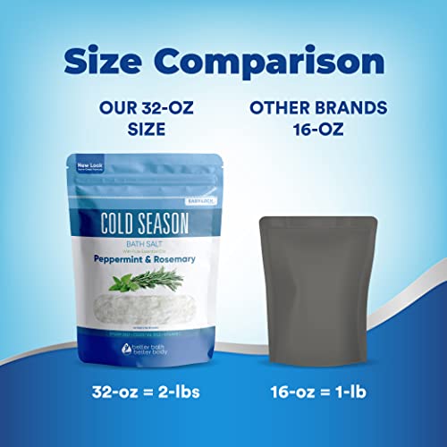 Cold Season Bath Salt 32 Ounces Epsom Salt With Natural Rosemary, Peppermint, Eucalyptus And Lemon Essential Oils Plus Vitamin C In Bpa Free Pouch With Easy Press-Lock Seal #TOP4