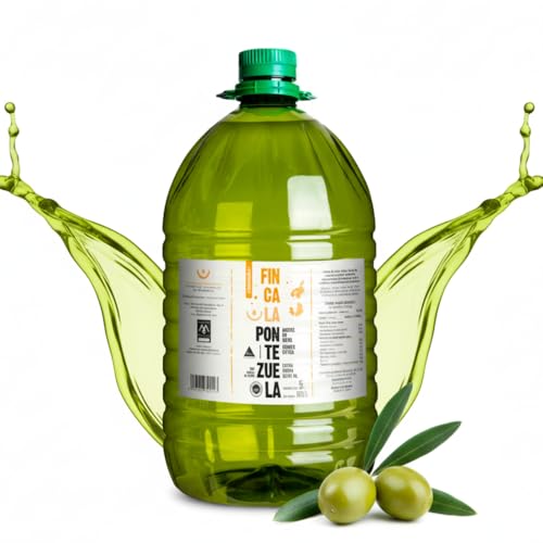Finca La Pontezuela Aceite de Oliva Virgen Extra Cornicabra 5 Litros | Garrafa de Aceite 5L Cornicabra | Aceite Intenso Ideal para Uso Diario | AOVE Español DOP Montes de Toledo (Paquete de 1)
