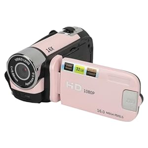 Video Camera Camcorder, Vlogging Camera Recorder, 1080P 16MP, 2.4 Inch Rotatable Screen, 16X Zoom HD Video Recorder with Fill Light, Loop Recording (Pink)