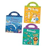 Livre d'autocollants mignon - les enfants peuvent facilement coller sur la fenêtre, le verre, les miroirs, les murs, les gobelets d'eau, les bras, etc., livre d'autocollants pour tout-petits garçons