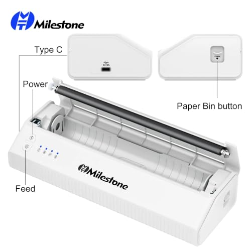 Image of P8008WD A4 Size Thermal Printer Wireless Bluetooth, Inkless, for Mobile Prints, USB, Bluetooth Smart Receipt Printer Compatible with Android, iOS, Windows (P8008WD)