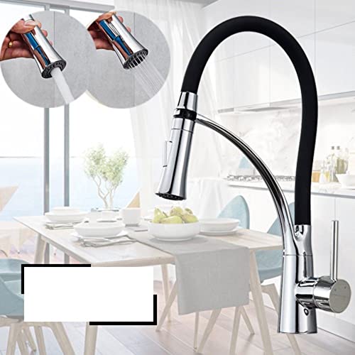 Robinet d'évier de cuisine LED noir au design haut de pont épuré