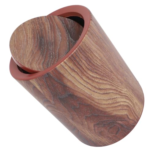 Homoyoyo Cubo Basura Plástico con Tapa Abatible Práctica Diseño Duradero y Fácil Limpieza Papelera para Cocina Oficina y Dormitorio Capacidad Media Estilo Rústico Madera