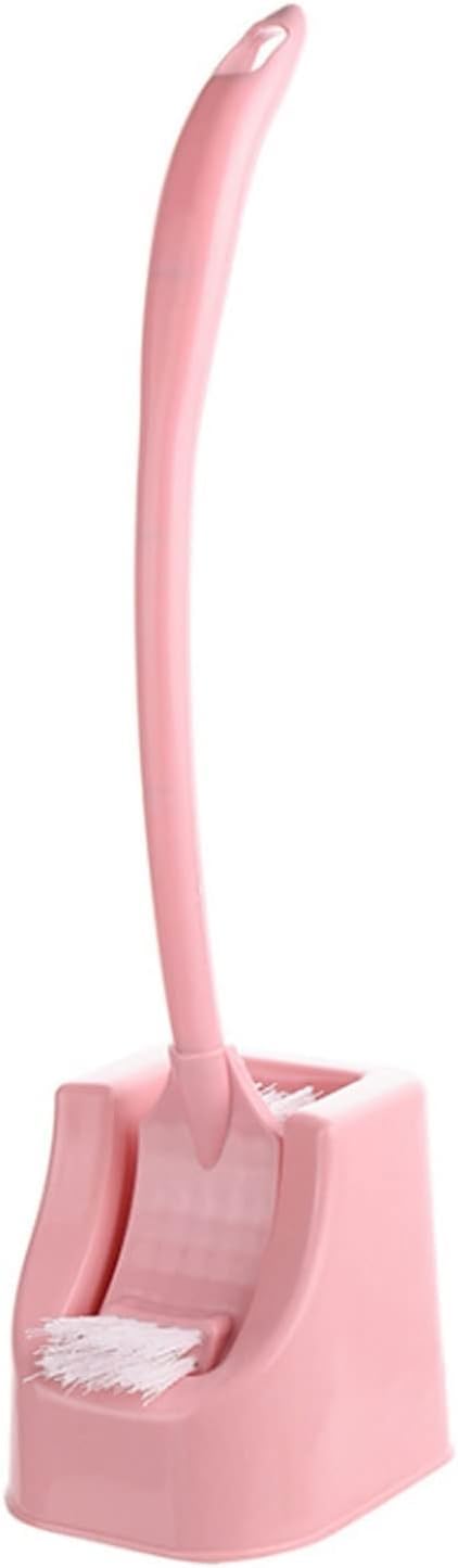 toilet brush, Double-sided Brush Head Can Be Bent to Clean All Corners of The Groove Gap,for Bathroom Restroom Deep Cleaning Toilet(Pink)