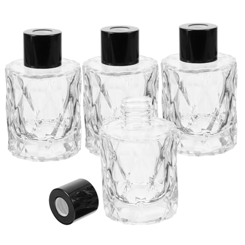 GLEAVI Frascos Difusores De Perfume De Vidrio 50 Ml 4 Unidades Botella Difusora Vacía Para Aceites Esenciales Dormitorio Hogar Aromaterapia Envases Prácticos Decorativos