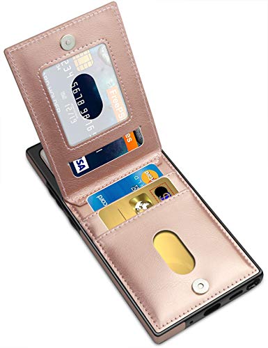 Samsung Note 20 Ultra Case, LakiBeibi Dual Layer Lightweight PU Leather Galaxy Note 20 Ultra Wallet Case with Card Holders Magnetic Lock Flip Phone Case for Samsung Galaxy Note 20 Ultra, Rose Gold