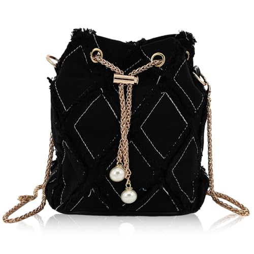 Image of Denim Bucket Bag, Denim Purses for Women, Drawstring Jean Crossbody Shoulder Purse Hobo Bag, for Commuting, Shopping, Dating