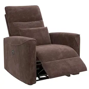 MECHYIN Power Recliner Chair for Adults, Reclining Sofa Chair, Adjustable Home Theater Seating Lounge with Lumbar Support, Small Recliners for Living Room with Charging Ports (Rustic Brown)