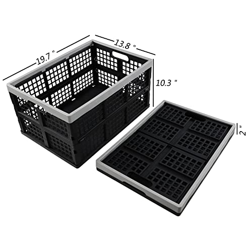 Leendines 42 Liter Large Collapsible Storage Crates, Plastic Folding Crates Bins Set Of 2 #TOP1
