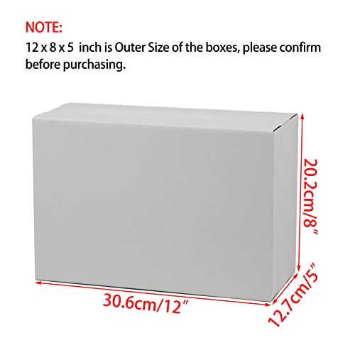 Image of 12x8x5 Inches Shipping Boxes, White Corrugated Cardboard Boxes for Small Bussiness, 25 Pack