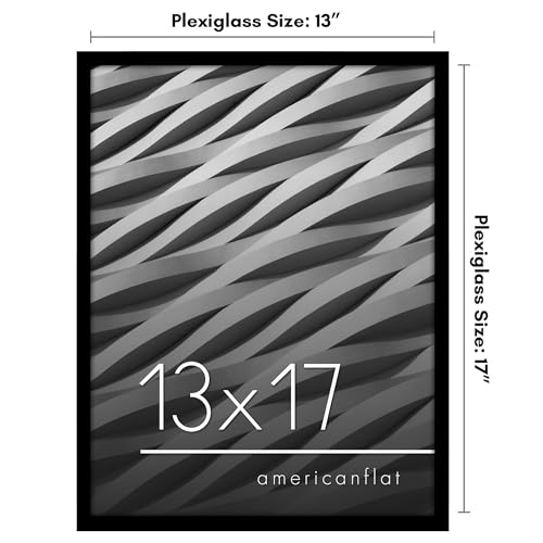 Americanflat 13x17 Picture Frame with Polished Plexiglass - Streamline Collection - Thin Border Picture Frame for Wall Display - Hanging Hardware Included - Black