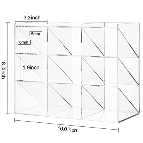 Marbrasse Clear Pen Organizer Storage, Acrylic Desk Organizer With 12 Compartments, Pen Organizer For Desk, Desktop Art Organizer For Office School Art Supplies #TOP5