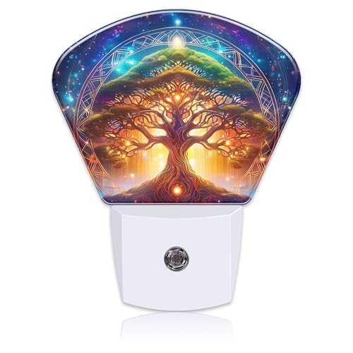Image of Fantasy Tree of Life Night Light Tree in Milky Way Nightlight Plug into Wall with Dusk to Dawn Sensor for Kid Girls Boys Women Men Room, Hallway, Kitchen, Bathroom, Stairs Decor