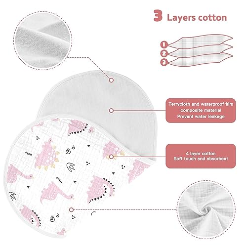 Image of Muslin Baby Burp Cloths, Baby Pink Dinosaurs Muslin Baby Rags Comfy Soft Absorbent in for Newborn Boys and Girls 1 Piece 22 x 11 Inch