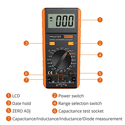 Proster PST077 Lcr Meter - Capacitance Resistance Inductance Digital Lcr Multimeter thumb #2