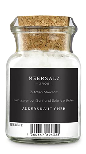 Ankerkraut Meersalz grob, Speisesalz, grobkörniges Meersalz, 170g im Korkenglas