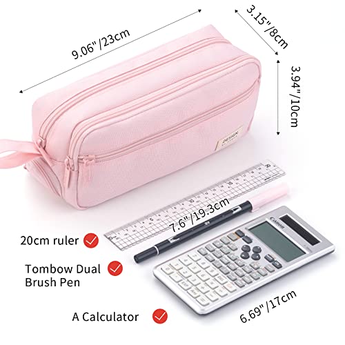 Hvomo Large Pencil Case High Capacity Holder Box Storage Bag Desk Organizer Marker Pouch Pen For Middle School Office College Adult Girl And Boy(Pink) #TOP1