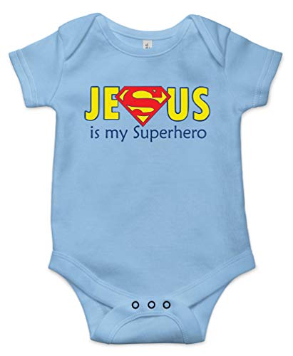 Image of TripleBDesigns Jesus Is My Superhero Christian Baptism Religious Baby Onesie, Infant Bodysuit