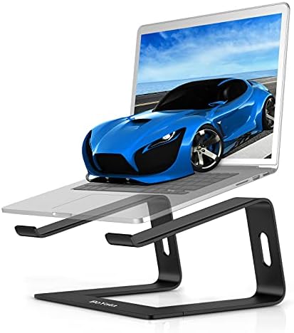 BoYata Laptop Ständer, Ergonomisch Aluminium Notebook Ständer, Tragbarer Belüfteter Laptop Halterung, Laptopständer Kompatibel mit MacBook, Dell, HP, Samsung, Acer, Allen 10" ~ 15,6" Laptops-Schwarz
