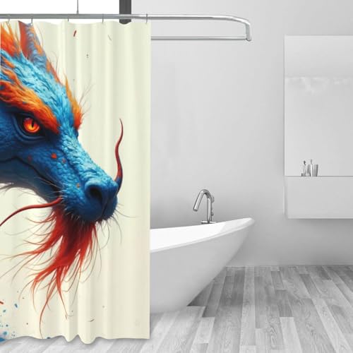 Rideau de douche dragon bleu 152x183 cm opaque avec crochets - 6