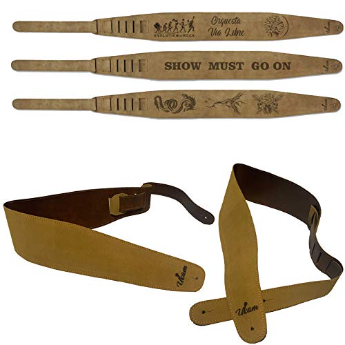 Correa guitarra piel ante 100 mm de ancho x 1160mm de largo ajustable PERSONALIZADA Cover